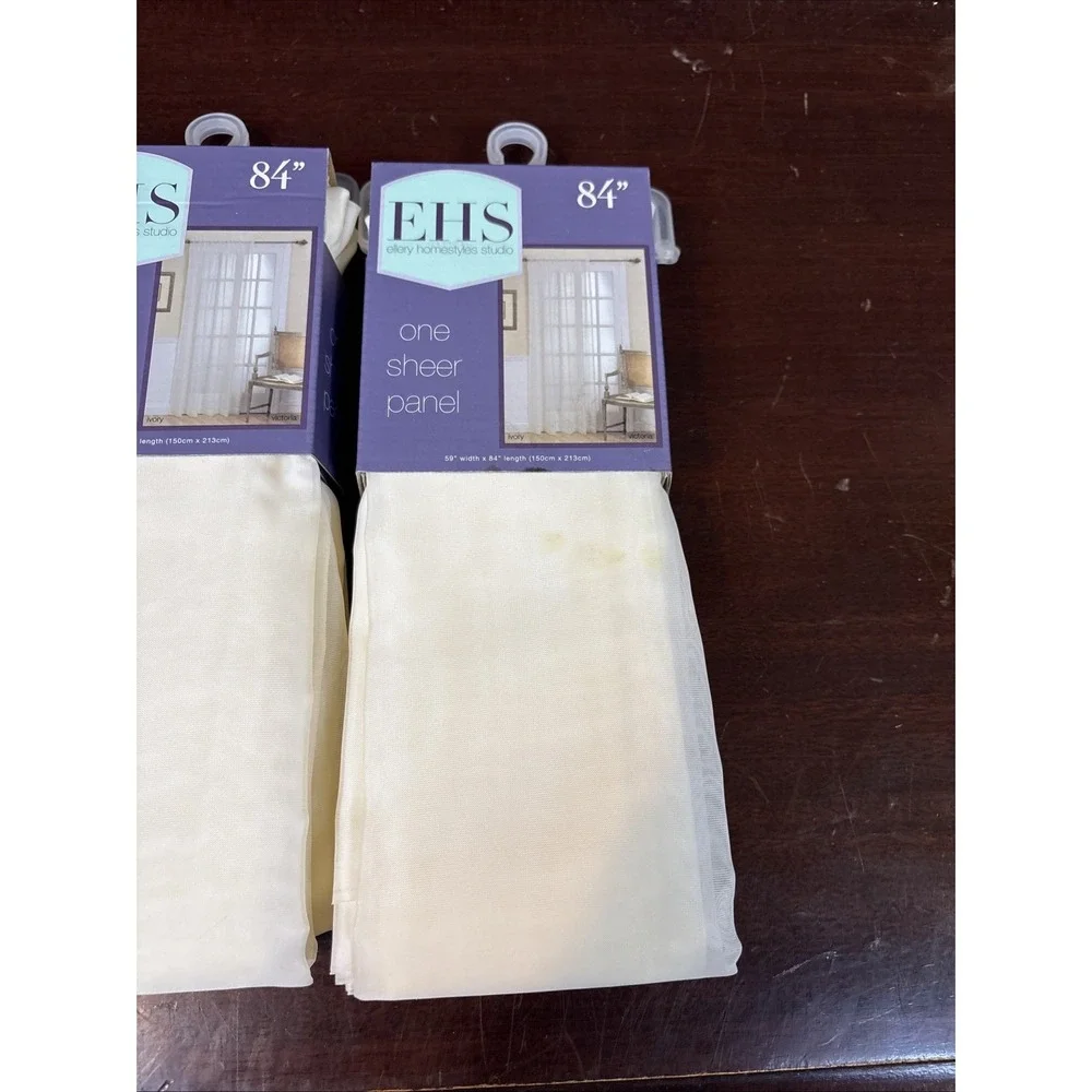 3~Ellery Homestyles Victoria Ivory Sheer Panel Curtain 59